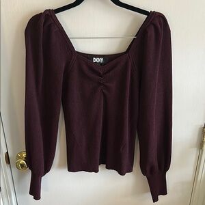 DKNY Burgundy Long Sleeve Top